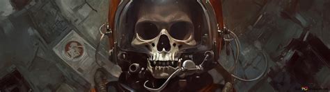 Astronaut Skull in space 4K wallpaper download