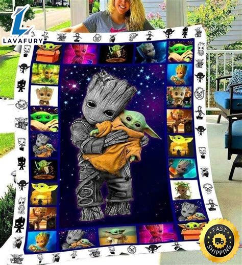 Groot And Baby Yoda Fleece Blanket X X Made In Us Lavafury