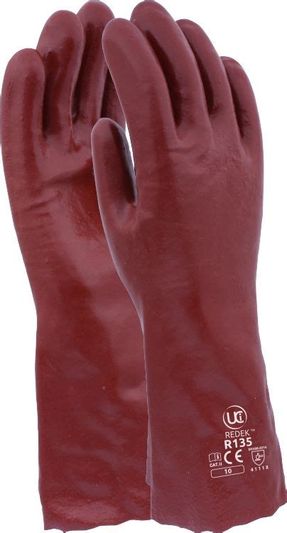 14 Pvc Rubber Gauntlet Gloves Red Open Cuff Glove Ppe Protection