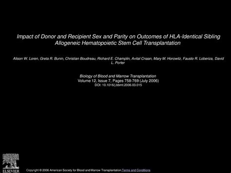 Impact Of Donor And Recipient Sex And Parity On Outcomes Of HLA