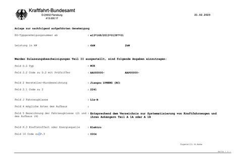 Inoa Sli10 Herstellerschlüsselnummer Hsn Typschlüsselnummer Tsn