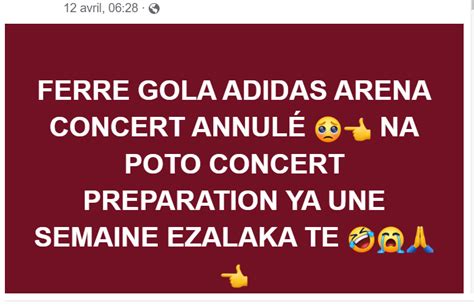 Non Le Concert De Ferre Gola Adidas Arena Na Pas T Annul Congo