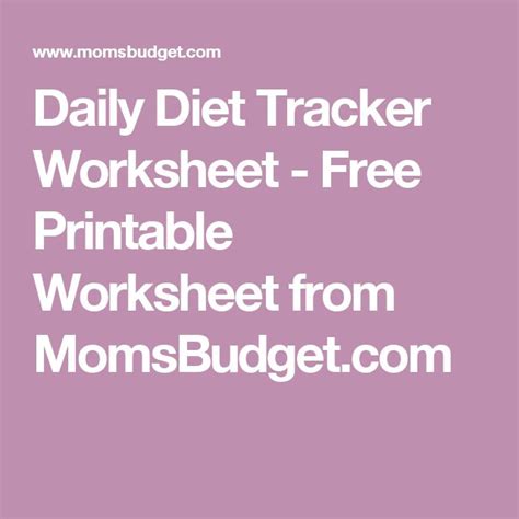 Daily Diet Tracker Worksheet Free Printable