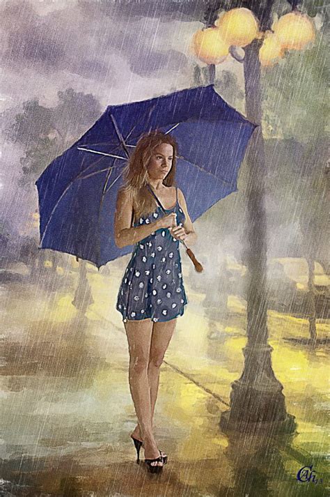 By Aliachek Rain Art Umbrella Art Female Art Painting