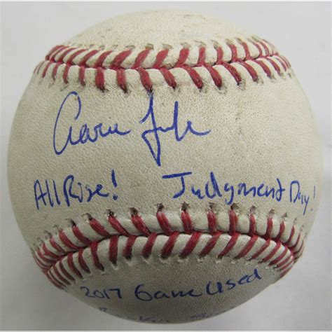 Aaron Judge Signed Game Used Oml Baseball Inscribed Game Used