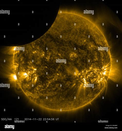 Lunar Transit Seen By Sdo 2014 11 22 Stock Photo Alamy