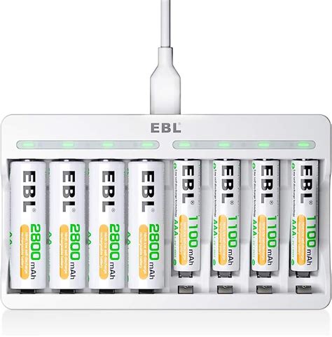 Ebl Pcs Piles Rechargeables Aa Mah Avec Chargeur De Piles Rapide