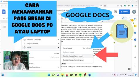 Cara Menambahkan Page Break Di Google Docs Pc Atau Laptop Youtube