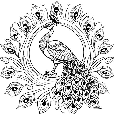 Peacock With Intricate Feathers And Eye Catching Colors Coloring Page Lulu Pages