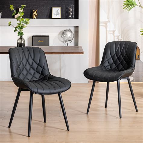 Younuoke Black Dining Chairs Set Of Mid Century Modern Upholstered