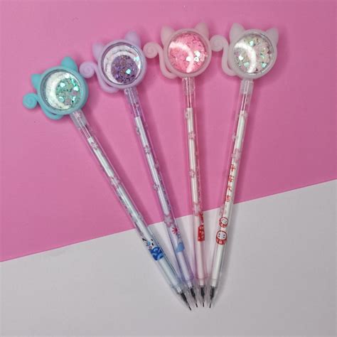 Caneta De Gel Ponta Fina Orelinhas Fofas De Gatinho Glitter Kawaii