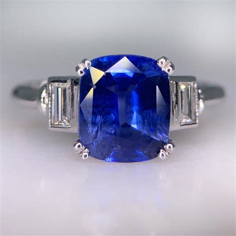 Ceylon Sapphire And Diamond Trilogy Ring Chique To Antique Jewellery