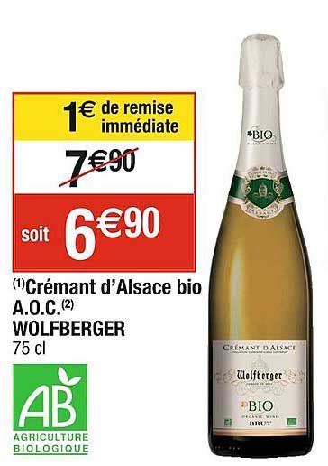 Promo Crémant D alsace Bio A o c Wolfberger chez Cora iCatalogue fr