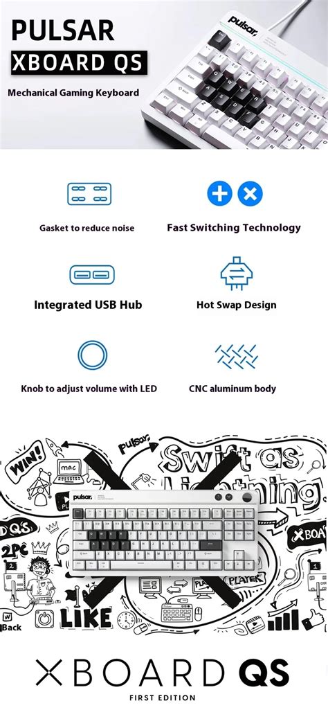 Pulsar X Board Qs Esports Game Mechanical Keyboard Wired Hot Swappable Cnc Aluminum Alloy Hot