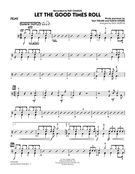 Let The Good Times Roll Drums By Paul Murtha Sheet Music For Jazz