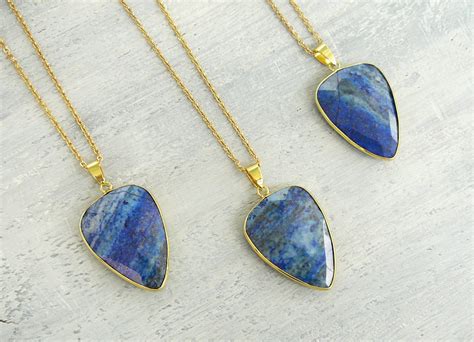 Lapis Lazuli Necklace Blue Lapis Pendant Lapis Jewelry Blue Etsy