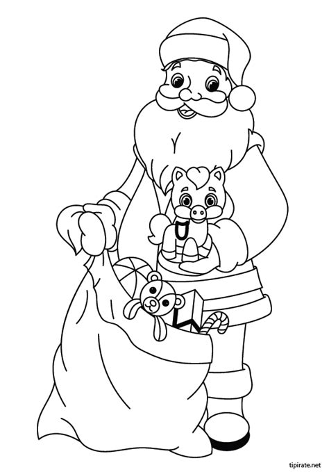 Coloriage Le Père Noël Avec Cadeaux Tipirate