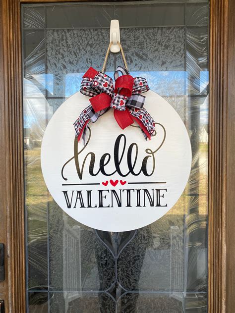 Valentines Front Door Decor Hello Valentine Valentines Etsy