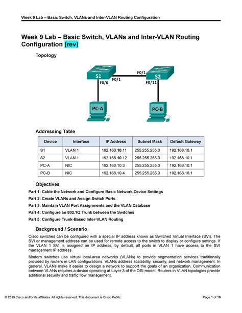 Week 9 Lab Configuring VLANs And Inter VLAN Routing Rev Week 9 Lab