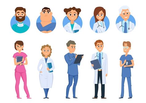 Premium Vector Doctors Characters Nurse Medical Staff Avatars