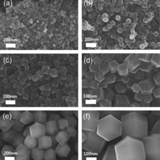 FE SEM Images Of ZIF 8 Nanoparticles Of Different Sizes A B