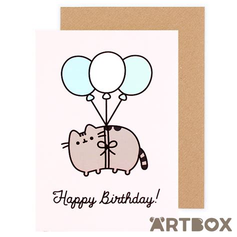 Buy Pusheen The Cat Happy Birthday Floating Pink Greeting Card At Artbox