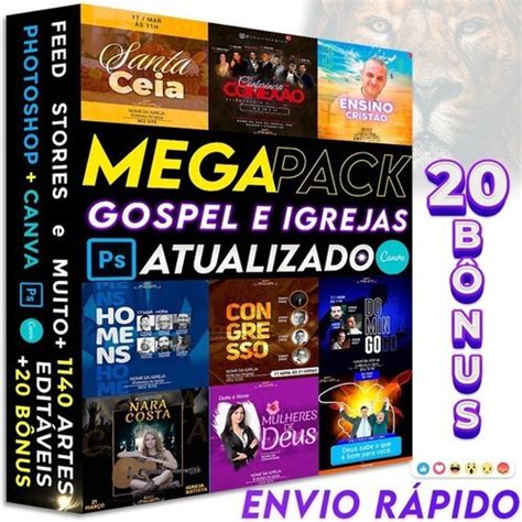 Pack Canva Gospel Cultos Templates Edit Vel Artes Parcelamento Sem