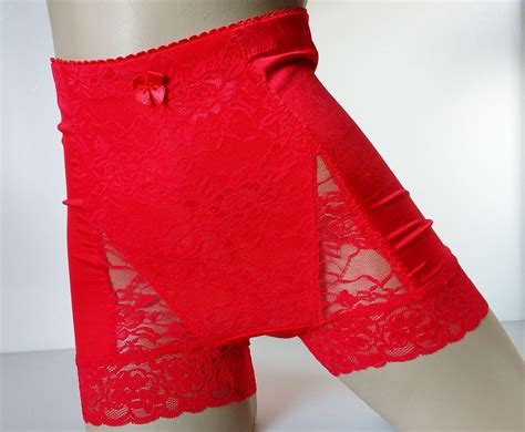 Silky Red High Waist Full Brief Pinup Style Light Control Panties Xs Uk