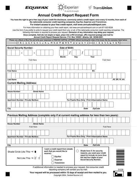 Annual Credit Report Fill Online Printable Fillable Blank