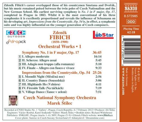 Zdenek Fibich Orchesterwerke Vol1 Cd Jpc