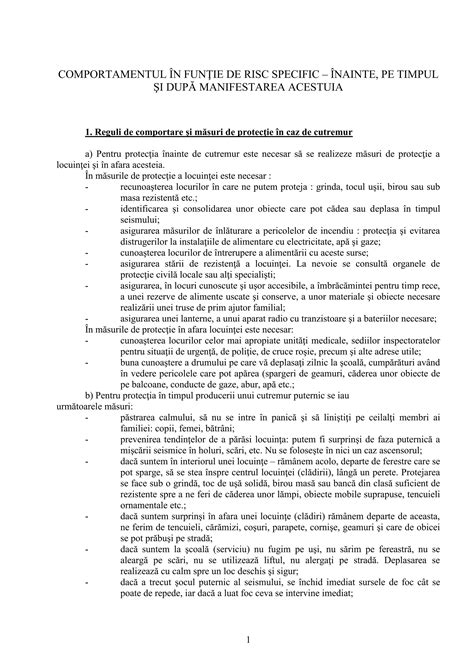 Reguli De Comportare In Caz De Dezastre Pdf