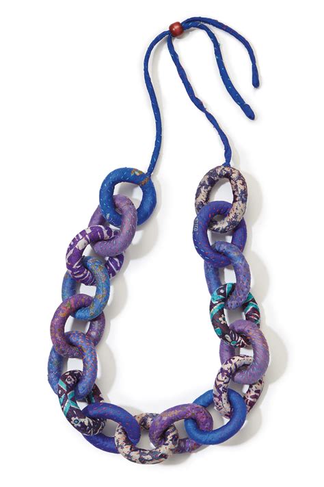 Blue Silk Chain Necklace By Mieko Mintz Silk Necklace Artful Home