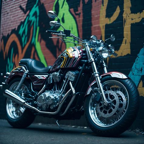 Premium Ai Image A Motorcycle Is Parked In Front Of A Brick Wall With