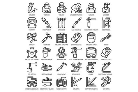 Welder Equipment Icon Set Outline Style Graphic By Nsit0108 Creative