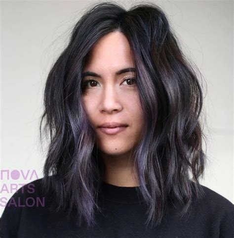 40 Trendy Hairstyles With Purple Highlights Hair Adviser Black Hair