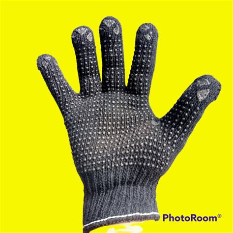 jual sarung tangan benang hitam bintik karet dotting hitam pulkadot
