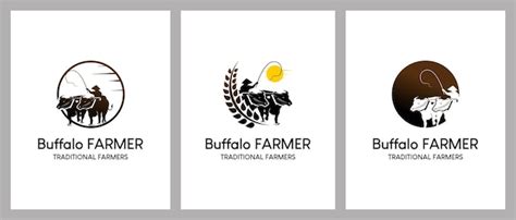 Premium Vector Buffalo Farmer Logo Design Paddy Farmer Vector