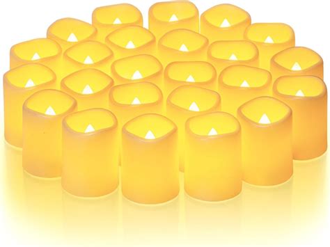 Homemory 24pack Flickering Flameless Votive Candles 200hour Electric Fake Candles Battery