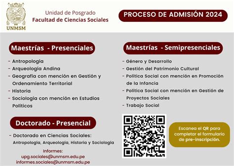 Proceso de Admisión 2024 Facultad de Ciencias Sociales