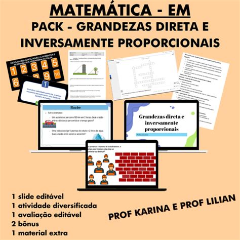 Pack Grandezas Direta E Inversamente Proporcionais Matem Tica E M