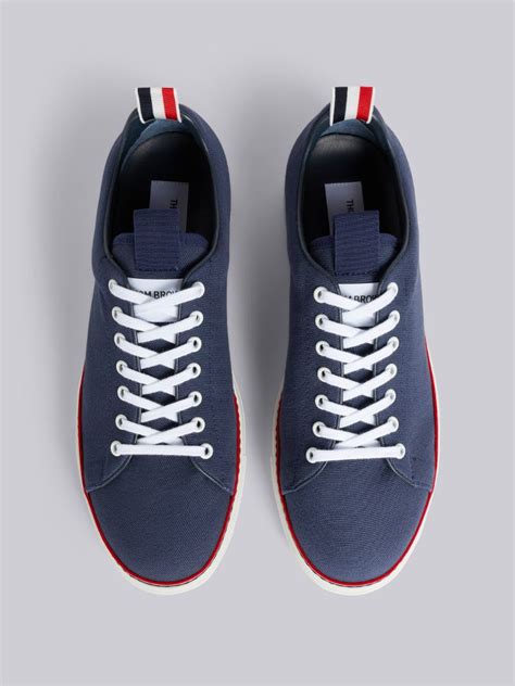 Navy Cotton Canvas Tennis Shoe Thom Browne