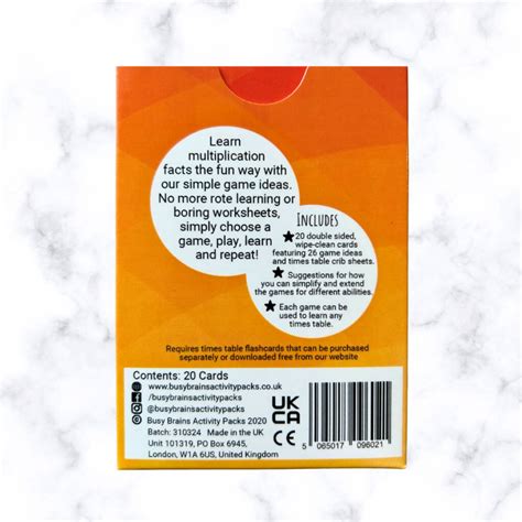 Times Table Games By Busy Brains Activity Packs