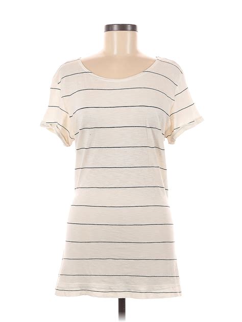 T La Stripes Ivory Short Sleeve Top Size M 72 Off Thredup