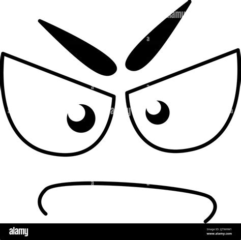 Smile Face Emoticon Comic Line Smiley With Angry Dissatisfied Closed