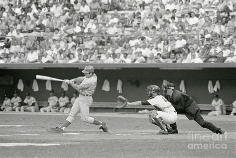 Pete Rose Batting At Home Plate By Bettmann