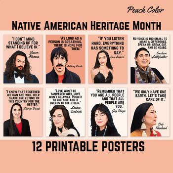 National Native American Heritage Month, Quotes Posters, Peach Color