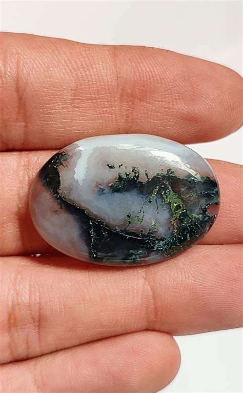 Natural Moss Agate Cabochon Gemstone Moss Agate Loose Gemstone Etsy