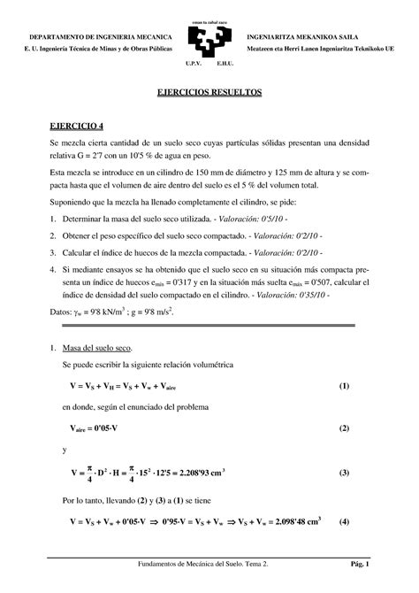 Ejercicios Densidad Relativa Resueltos Tema Departamento De