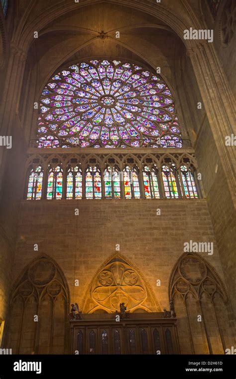 The North Rose Window Of The Cathedral Notre Dame De Paris Interior