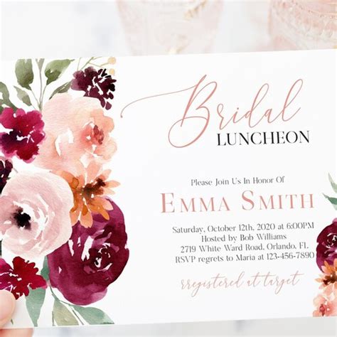 Bridal Luncheon Invitation Template Editable Printable Etsy